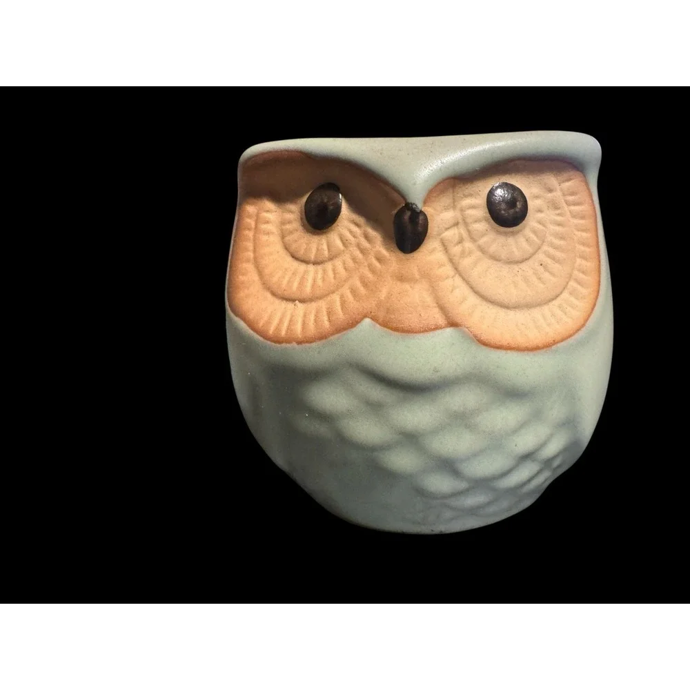 Owl 3 Piece Mini Planter Pots, Ceramic Succulent Air Plant with Wood Under Plate